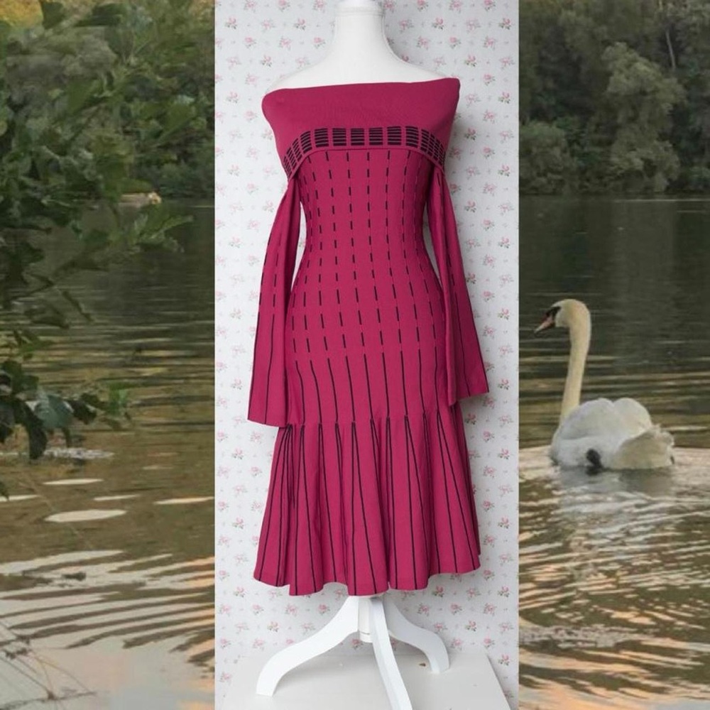 Elegant Burgundy Off-Shoulder Dress